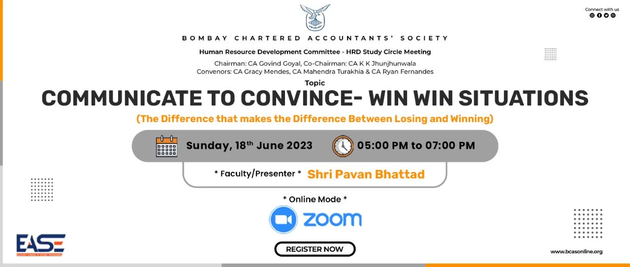 Human Resource Development Committee Study Circle Meeting on “Communicate to Convince – Win Win Situations (The Difference that makes the Difference Between Losing and Winning)”
