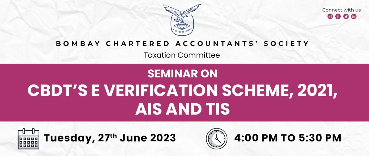 Seminar on CBDT’s e-Verification Scheme, 2021 including AIS and TIS