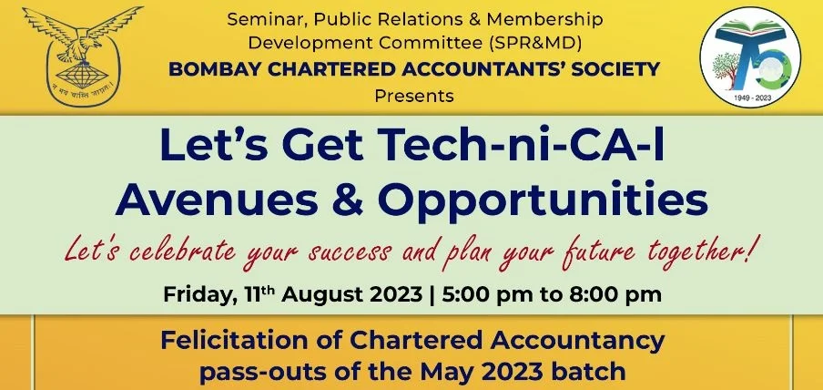 Felicitation of Chartered Accountancy pass-outs of the May 23 batch “Let’s Get Tech-ni-CA-I- Avenues & Opportunities”