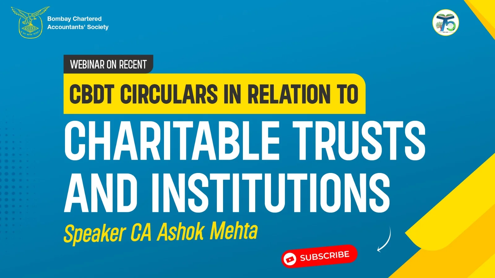 Webinar on Recent CBDT Circulars in relation to Charitable Trusts and Institutions