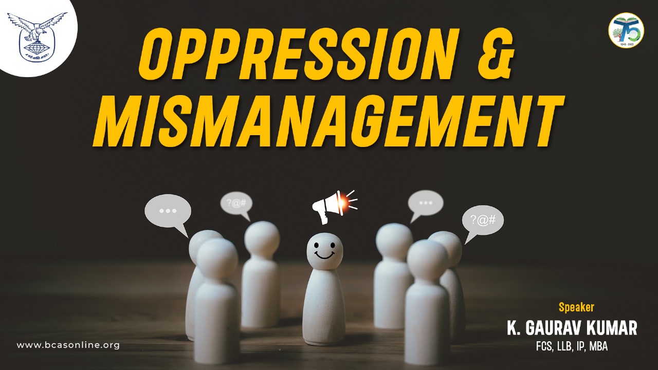 Corporate & Commercial Law Study Circle Meeting on Oppression & Mismanagement