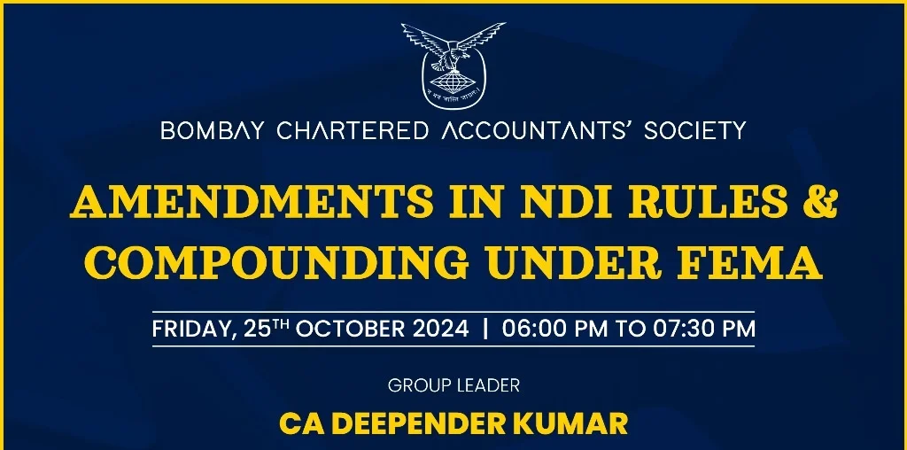 FEMA Study Circle Meeting on “Amendments in NDI Rules and Compounding under FEMA”