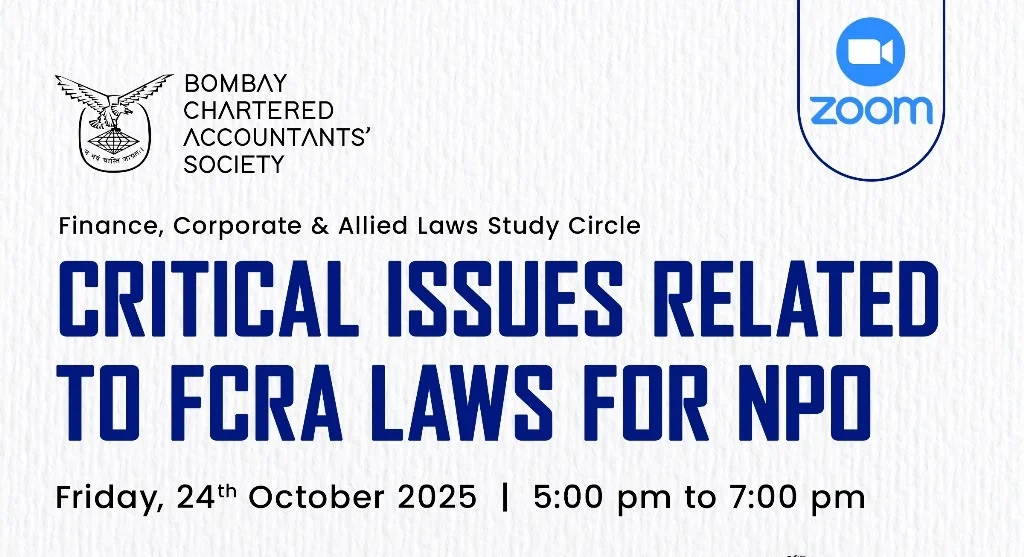 Finance, Corporate and Allied Laws Study Circle Meeting on “Critical Issues Related to FCRA Laws for NPO”